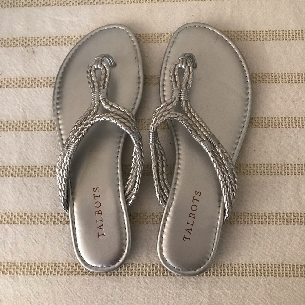 Talbots Silver Braided Sandals Size 8